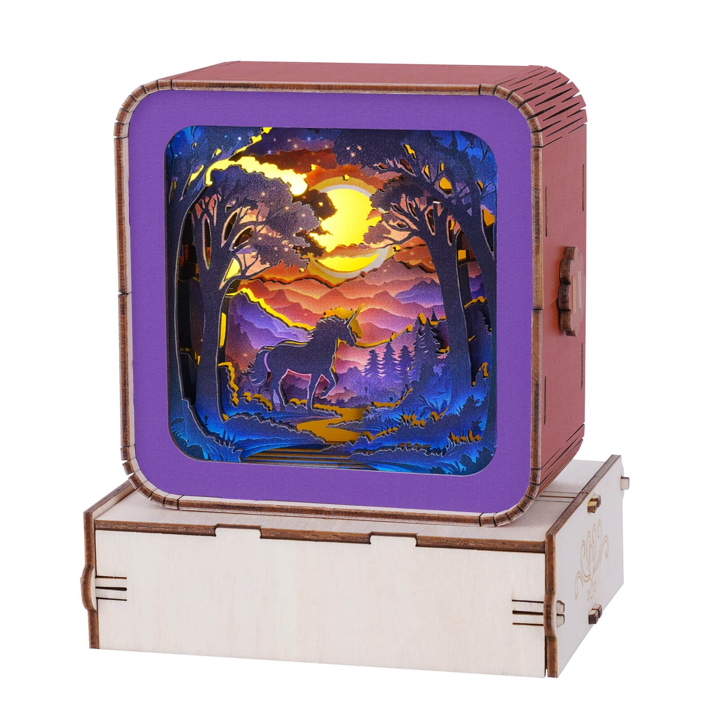 Forest Fantasy Unicorn night light with vibrant layered design, perfect for a unique home decor piece.