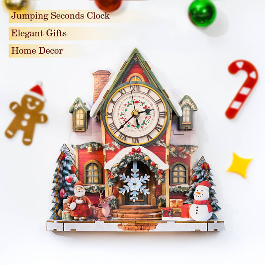 Christmas House – Wooden 3D Clock DIY Puzzle Kit