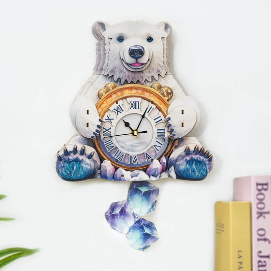 Polar bears – Wooden 3D Clock DIY Puzzle Kit