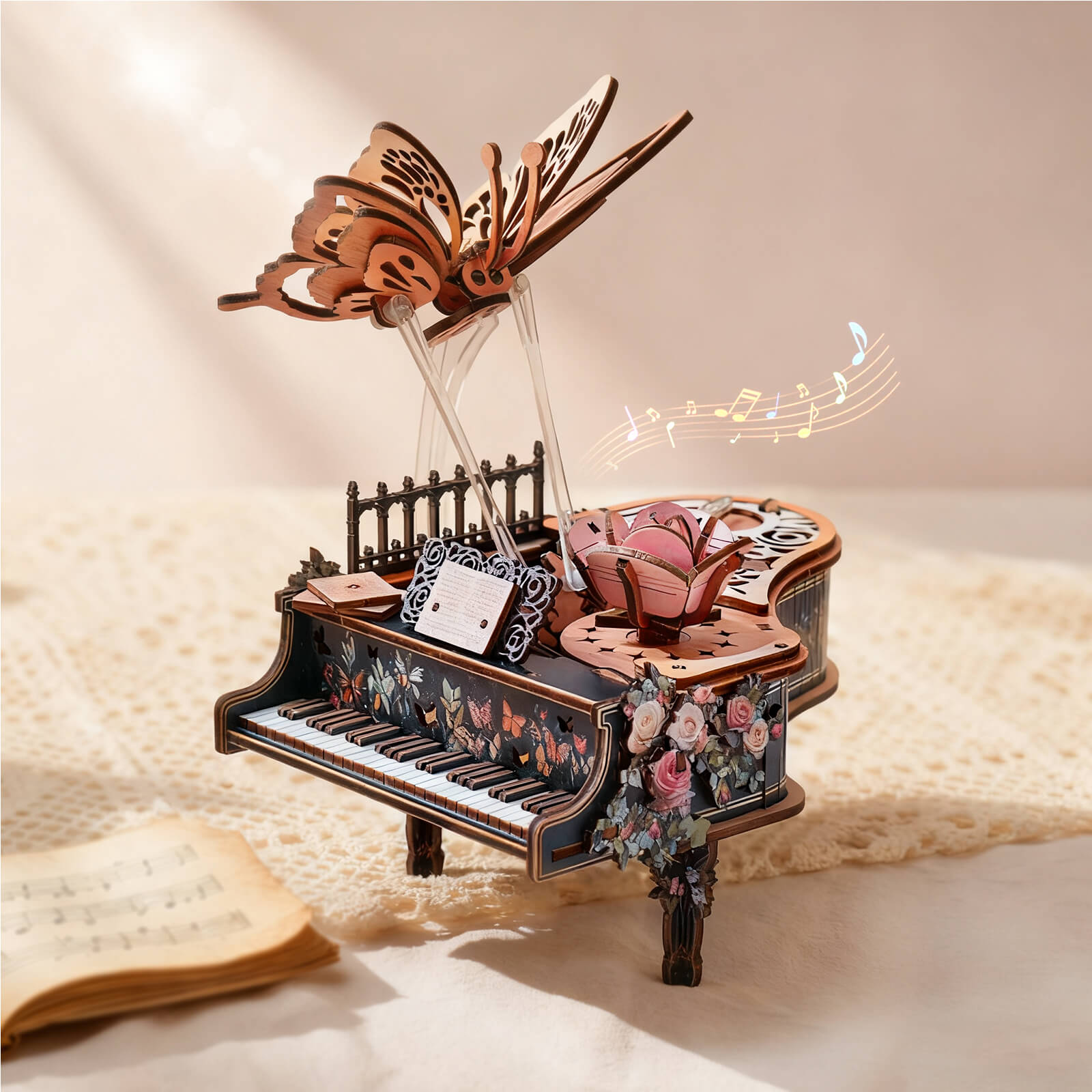 Floral Waltz – DIY Wooden Music Box, 3D Puzzle Craft Kit – KadaJoy