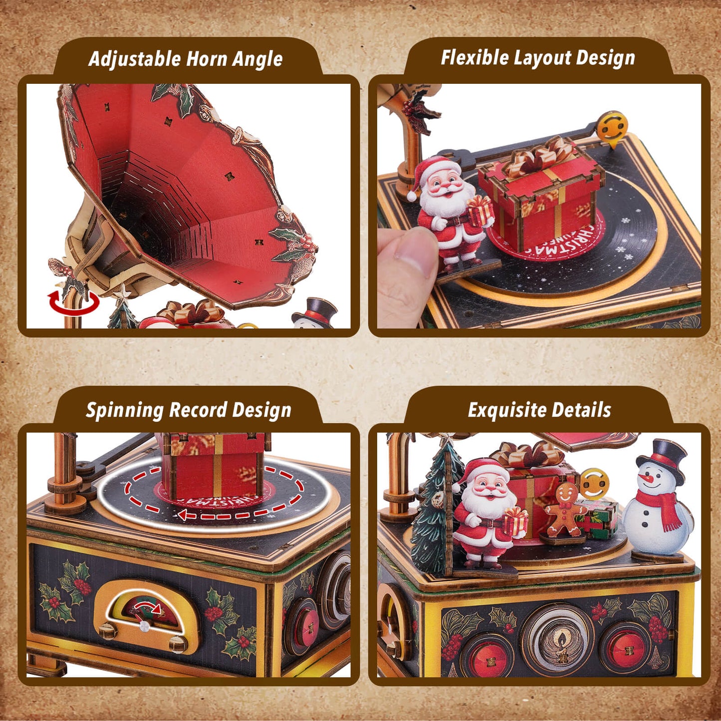 Melody Under the Mistletoe– DIY Wooden Music Box, 3D Puzzle Craft Kit