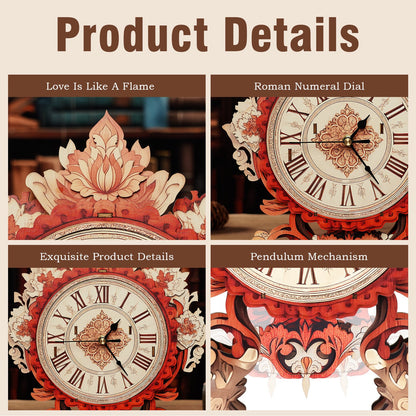 Fire Flame Flower – Wooden 3D Clock DIY Puzzle Kit