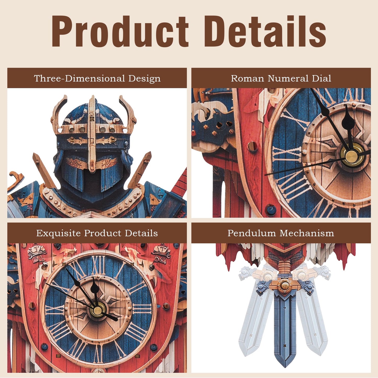 Knight – Wooden 3D Clock DIY Puzzle Kit