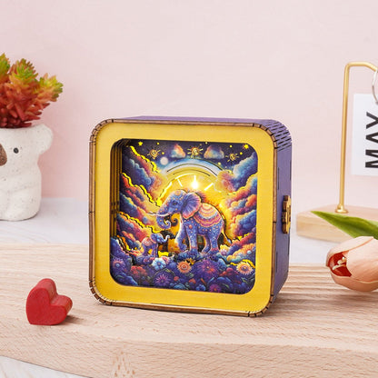 3D wooden puzzle night light featuring an elephant design, perfect for home decor and handmade gifts.