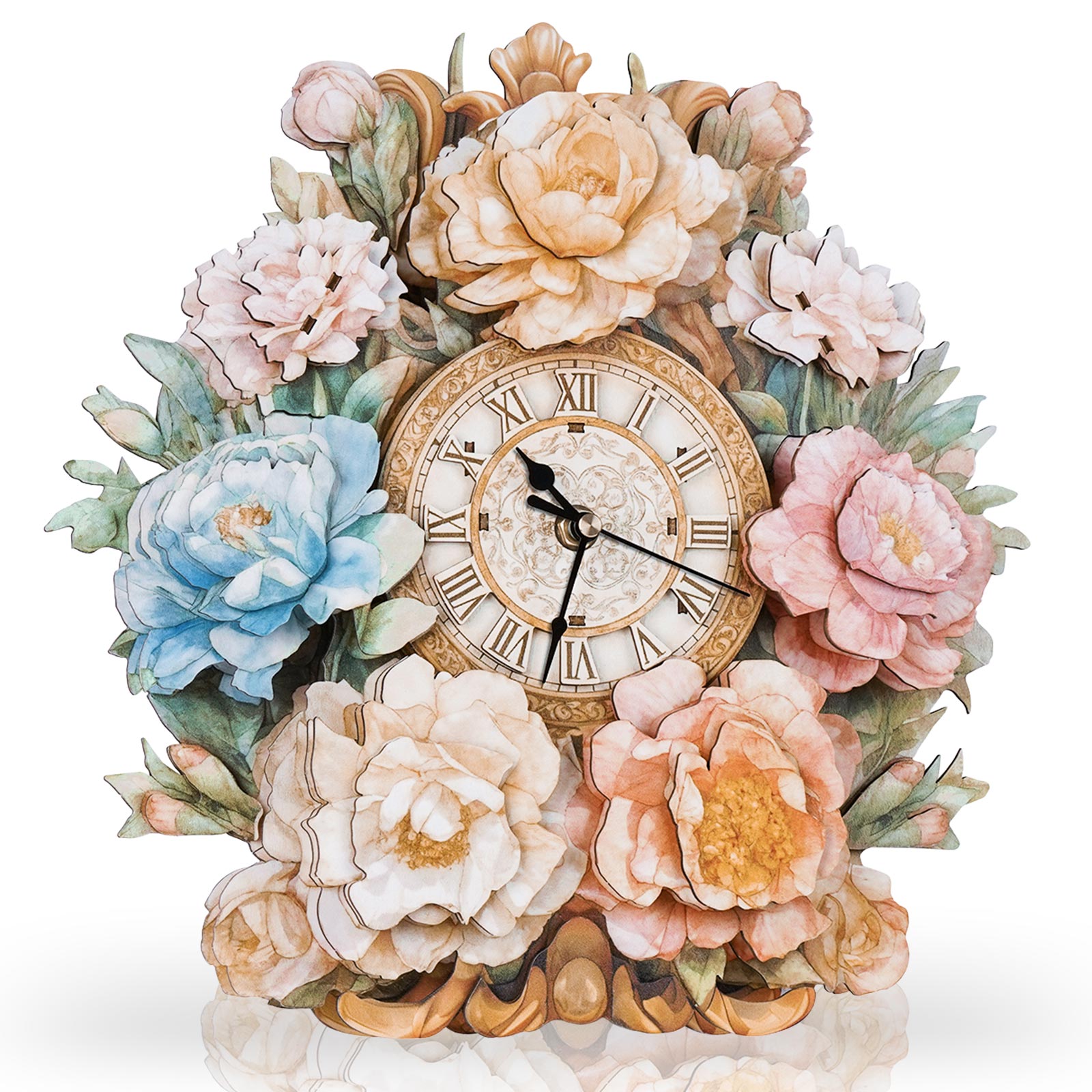Bouquet– DIY Wooden Clock, 3D Puzzle Craft Kit – KadaJoy