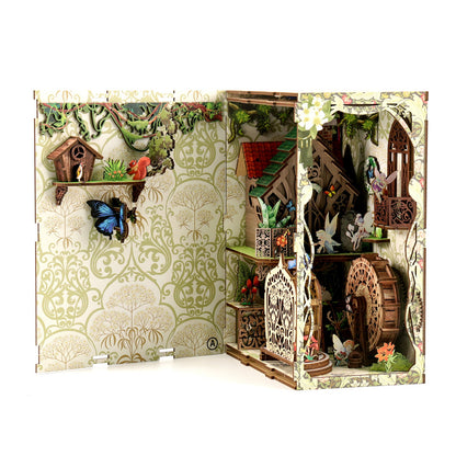 Secret Forest DIY Book Nook Kit, a detailed 3D wooden puzzle with musical theme elements and intricate design.