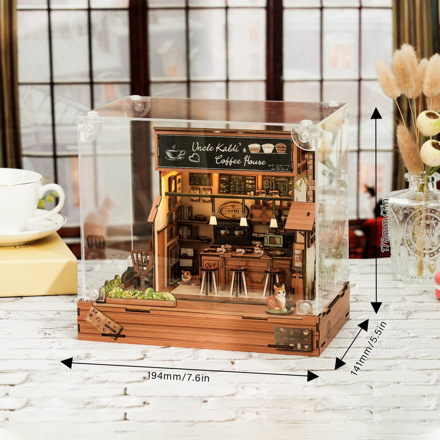 Uncle Kaldi’s Coffee House– DIY Miniature House, 3D Wooden Puzzle