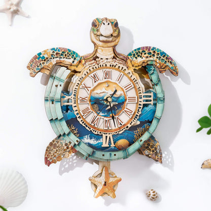 Sea turtles – Wooden 3D Clock DIY Puzzle Kit