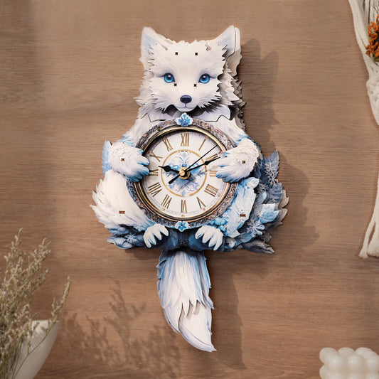 Arctic Fox – Wooden 3D Clock DIY Puzzle Kit