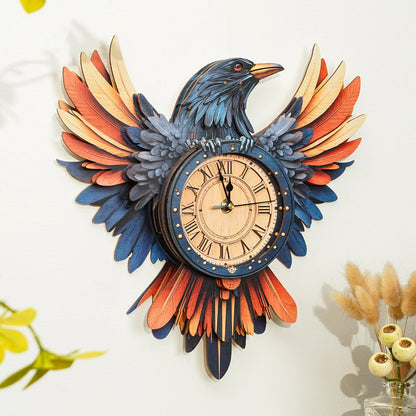Raven – Wooden 3D Clock DIY Puzzle Kit