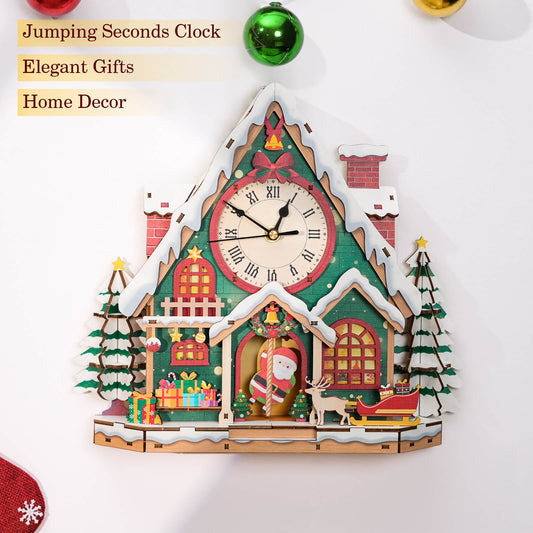 Christmas Snow House – Wooden 3D Clock DIY Puzzle Kit