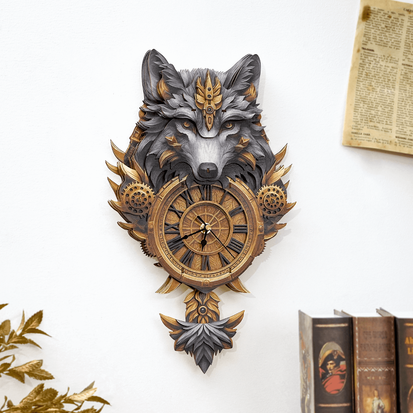 Gray Wolf – Wooden 3D Clock DIY Puzzle Kit