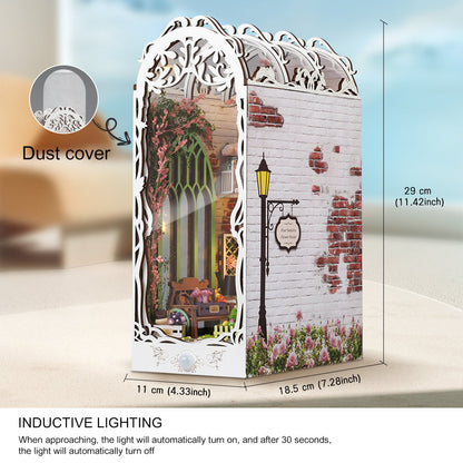 3D DIY book nook kit displayed with details on inductive lighting and decorative elements in a musical theme.