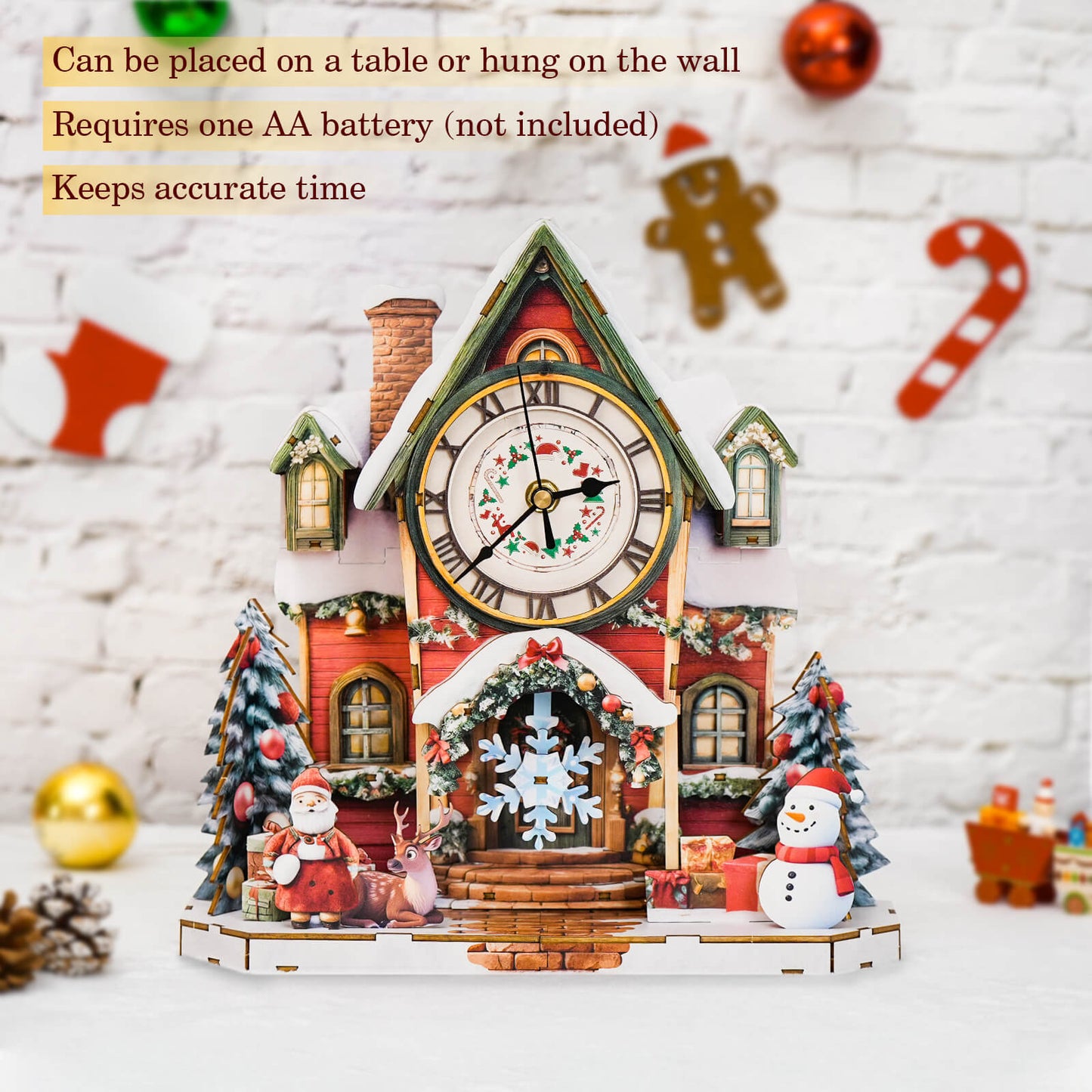 Christmas House – Wooden 3D Clock DIY Puzzle Kit