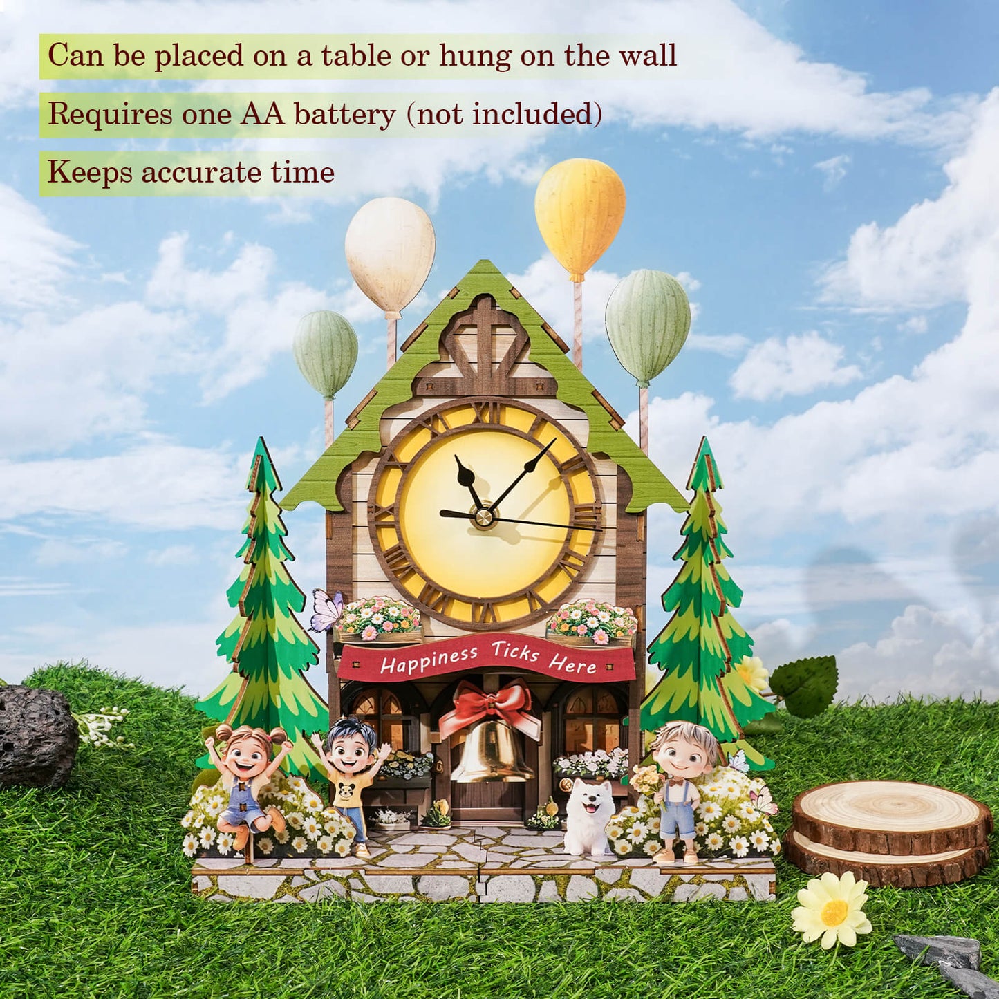 Balloon Cabin – Wooden 3D Clock DIY Puzzle Kit