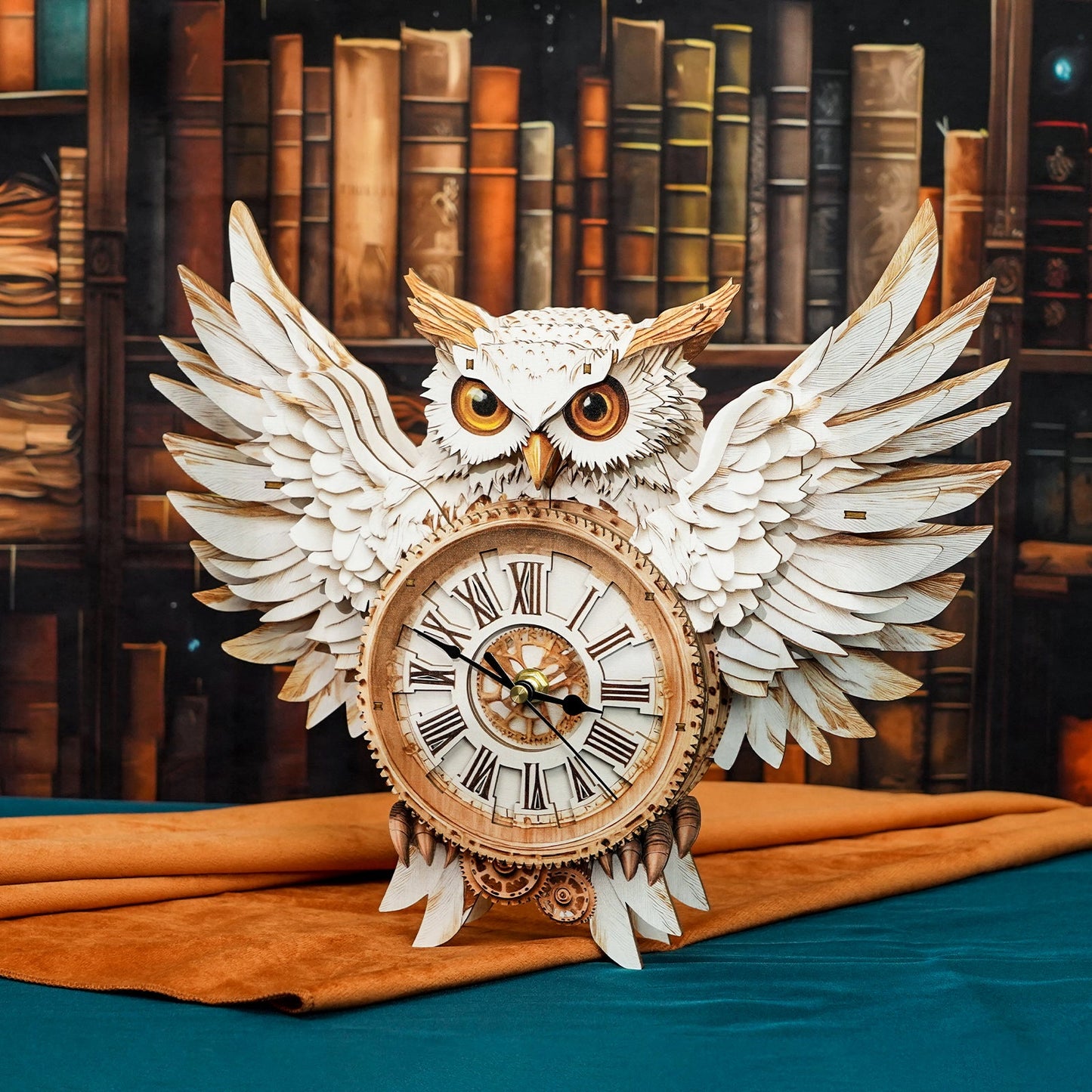 Snowy Owl – Wooden 3D Clock DIY Puzzle Kit