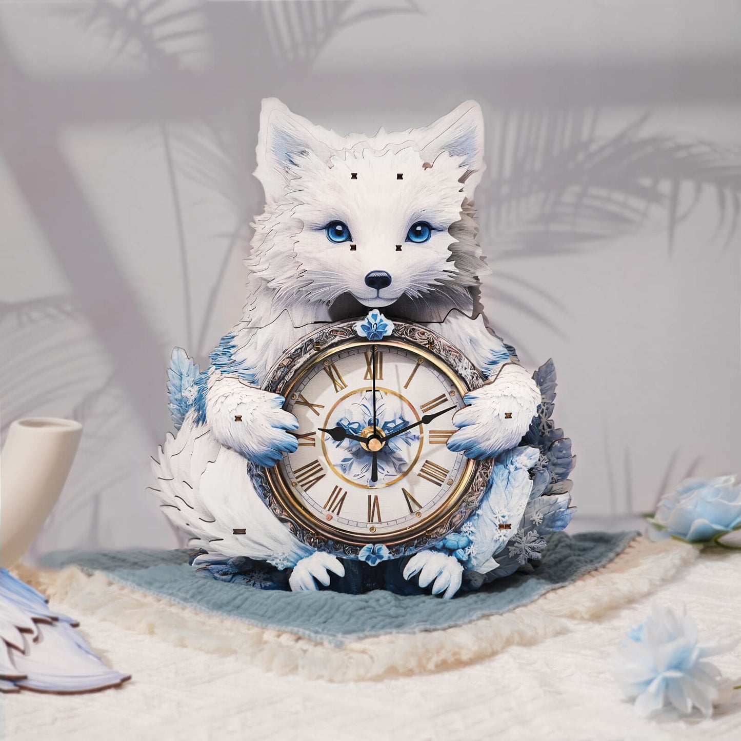 Arctic Fox – Wooden 3D Clock DIY Puzzle Kit