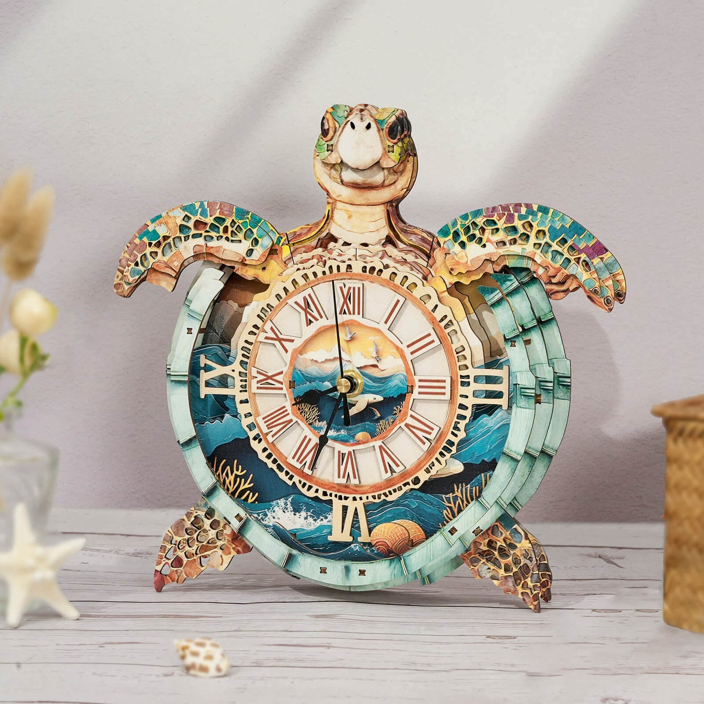 Sea turtles – Wooden 3D Clock DIY Puzzle Kit