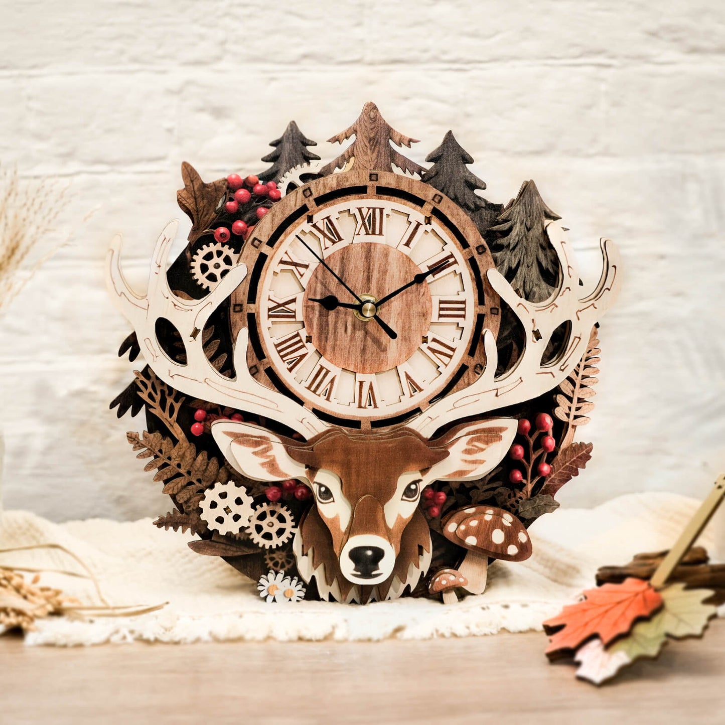 Reindeer –  Wooden 3D Clock DIY Puzzle Kit