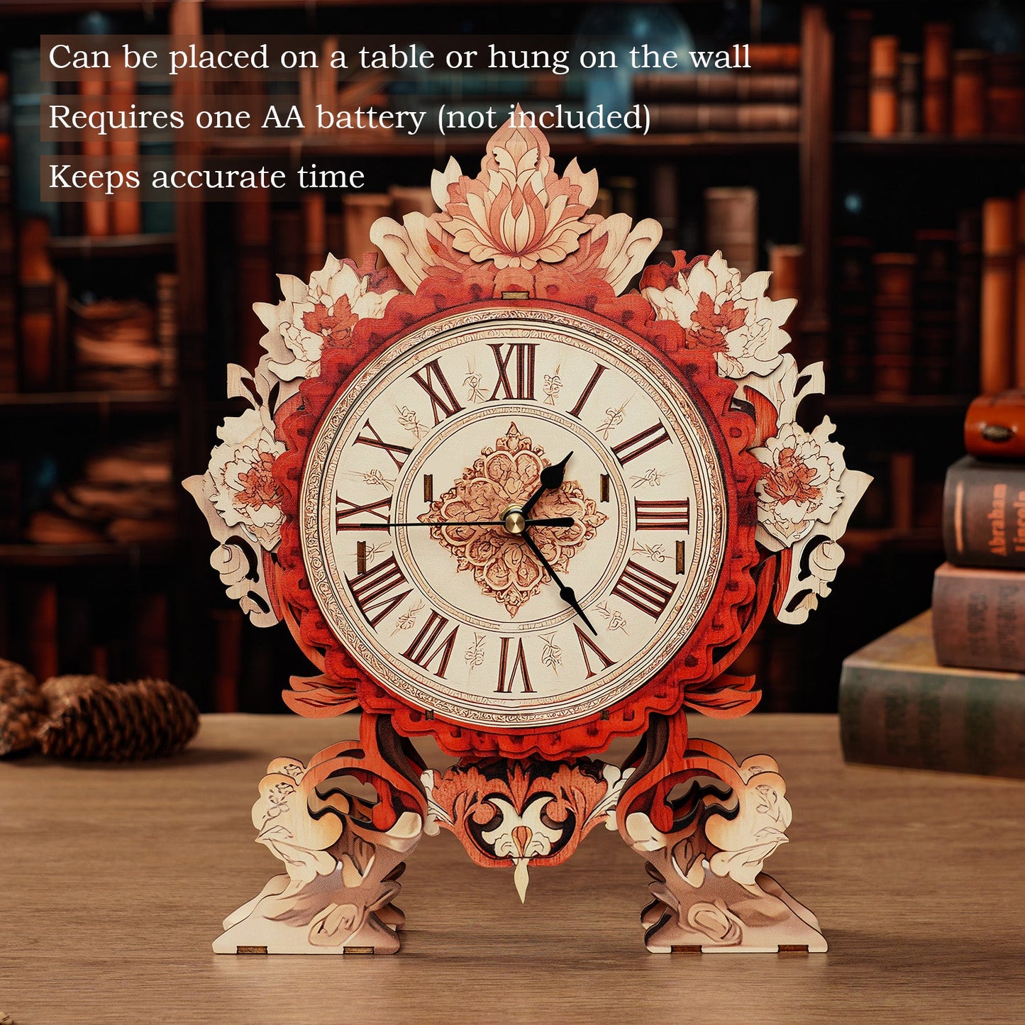 Fire Flame Flower – Wooden 3D Clock DIY Puzzle Kit