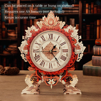 Fire Flame Flower – Wooden 3D Clock DIY Puzzle Kit