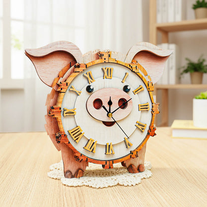 Pig – Wooden 3D Clock DIY Puzzle Kit