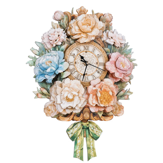 Bouquet– DIY Wooden Clock, 3D Puzzle Craft Kit