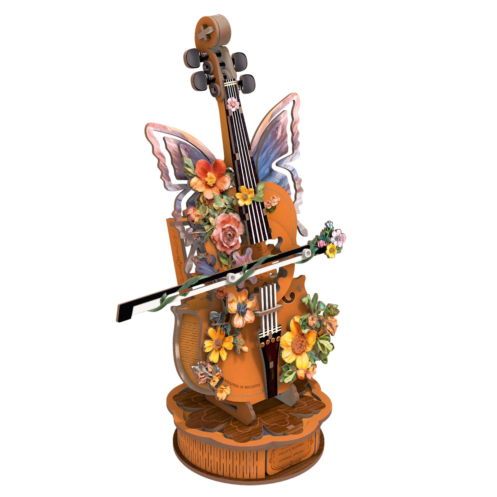 Flower Cello– DIY Wooden Music Box, 3D Puzzle Craft Kit – KadaJoy