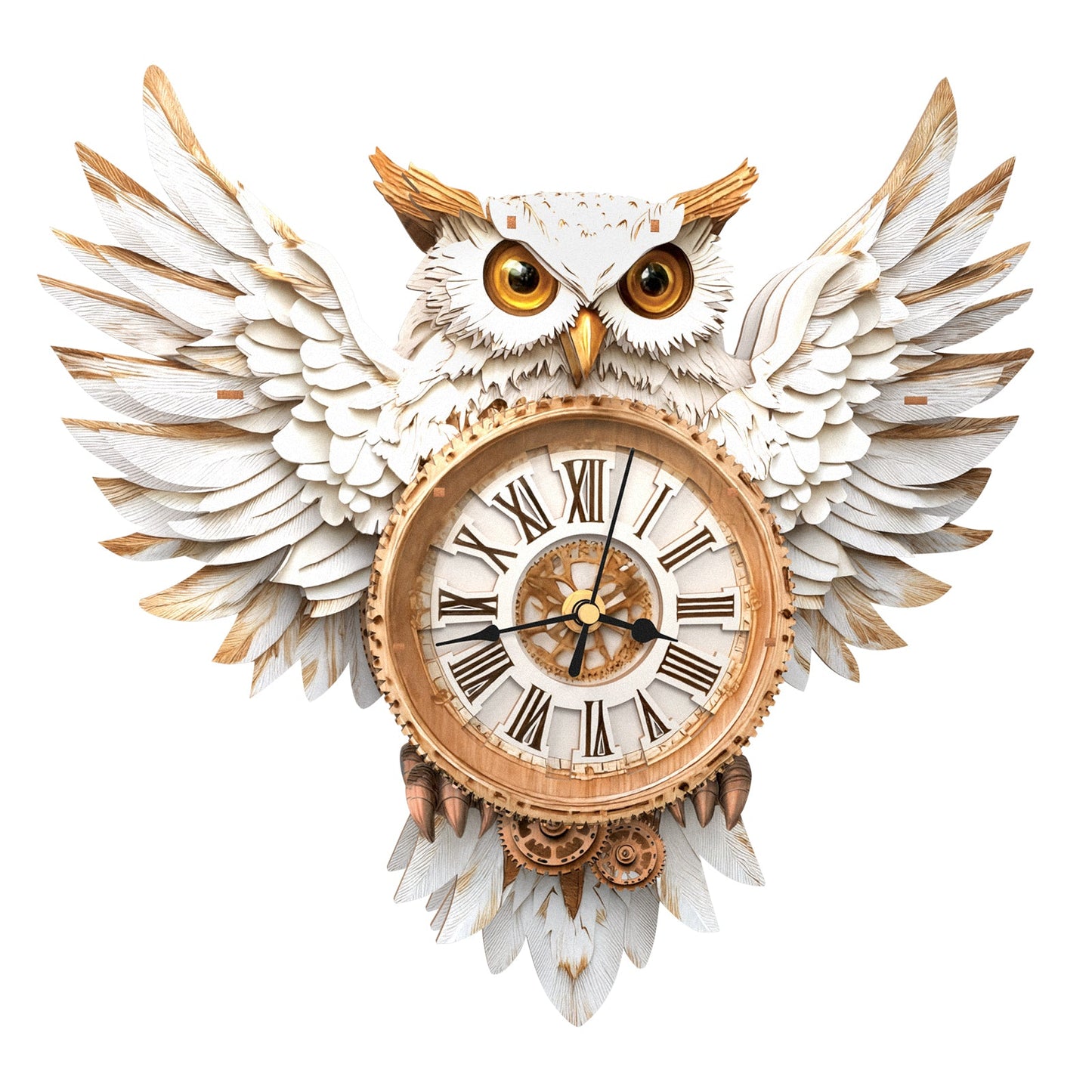 Snowy Owl – Wooden 3D Clock DIY Puzzle Kit