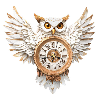 Snowy Owl – Wooden 3D Clock DIY Puzzle Kit