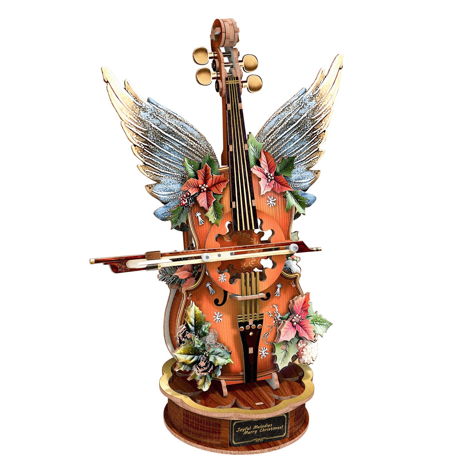 Christmas Cello– DIY Wooden Music Box, 3D Puzzle Craft Kit – KadaJoy