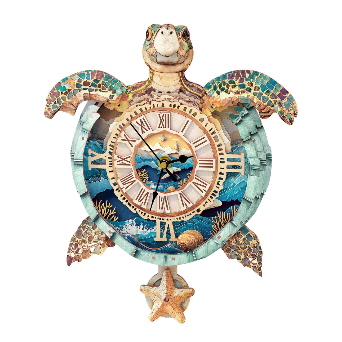 Sea turtles – Wooden 3D Clock DIY Puzzle Kit