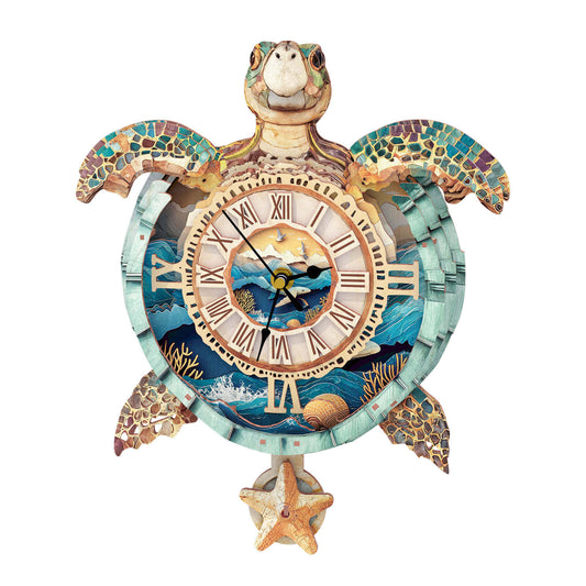 Sea turtles – Wooden 3D Clock DIY Puzzle Kit