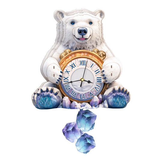 Polar bears – Wooden 3D Clock DIY Puzzle Kit
