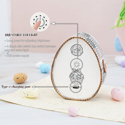Easter Egg Secret Realm Kit 3D Wooden Puzzle Night Light with adjustable LED light and Type-C charging port.