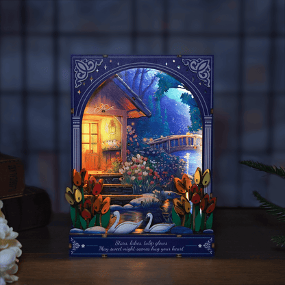 Tulip Nocturne Window — 3D Wooden Wall Art DIY Kit