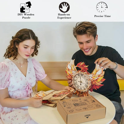 Phoenix – Wooden 3D Clock DIY Puzzle Kit