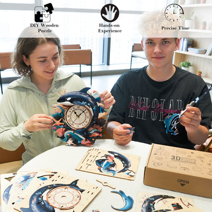 Killer Whale – Wooden 3D Clock DIY Puzzle Kit