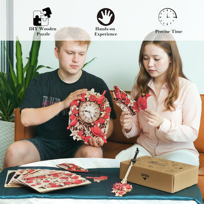 Cardinal – Wooden 3D Clock DIY Puzzle Kit