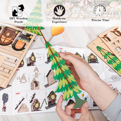 Balloon Cabin – Wooden 3D Clock DIY Puzzle Kit