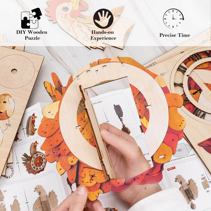 Cluck & Tick Hen Egg  – Wooden 3D Clock DIY Puzzle Kit