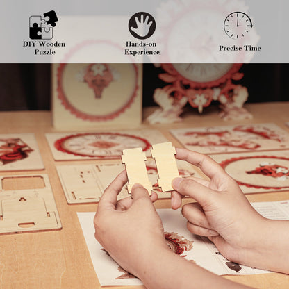 Fire Flame Flower – Wooden 3D Clock DIY Puzzle Kit