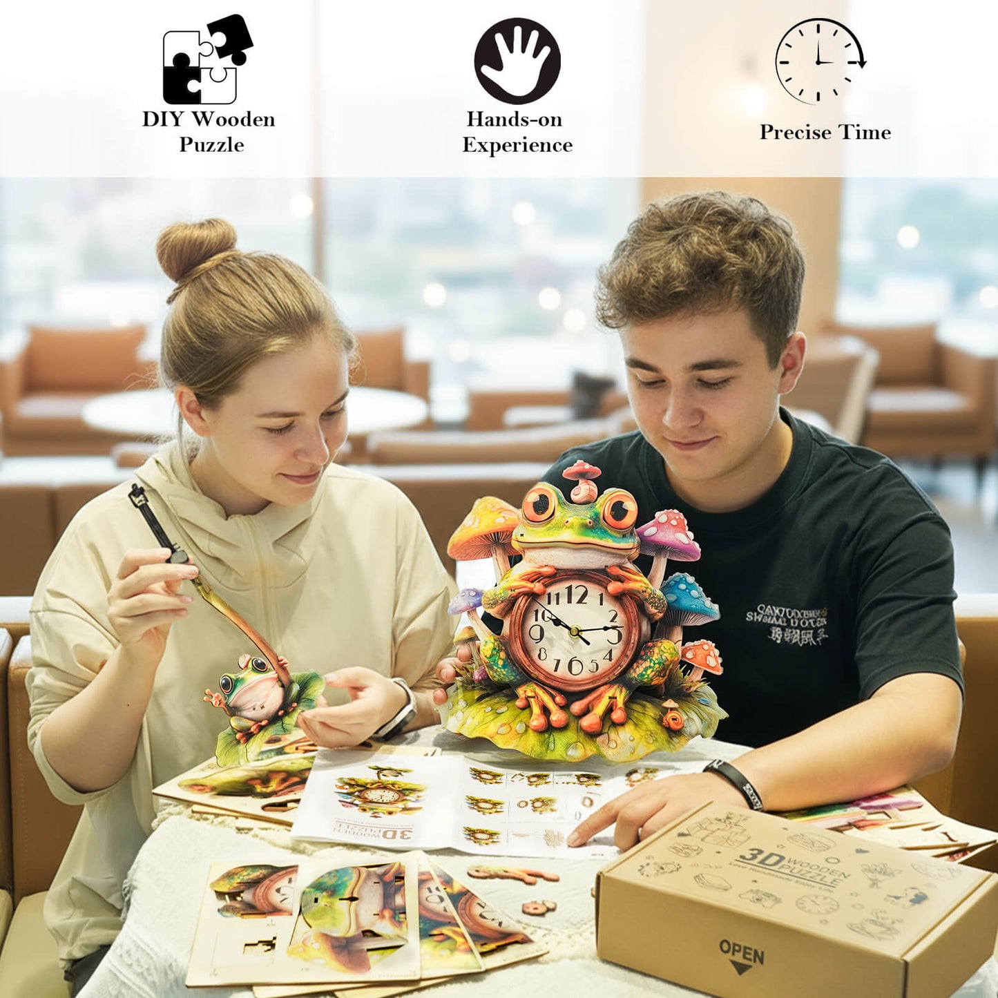 Frog – Wooden 3D Clock DIY Puzzle Kit