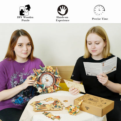 Hummingbird – Wooden 3D Clock DIY Puzzle Kit