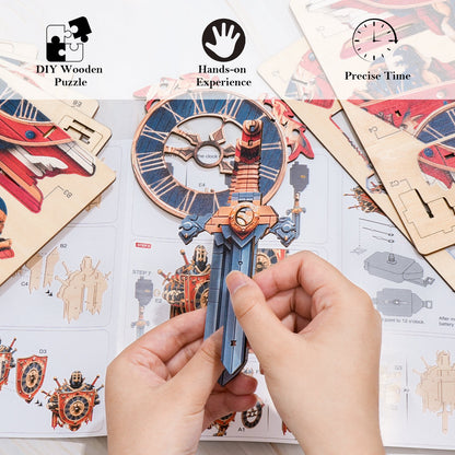Knight – Wooden 3D Clock DIY Puzzle Kit