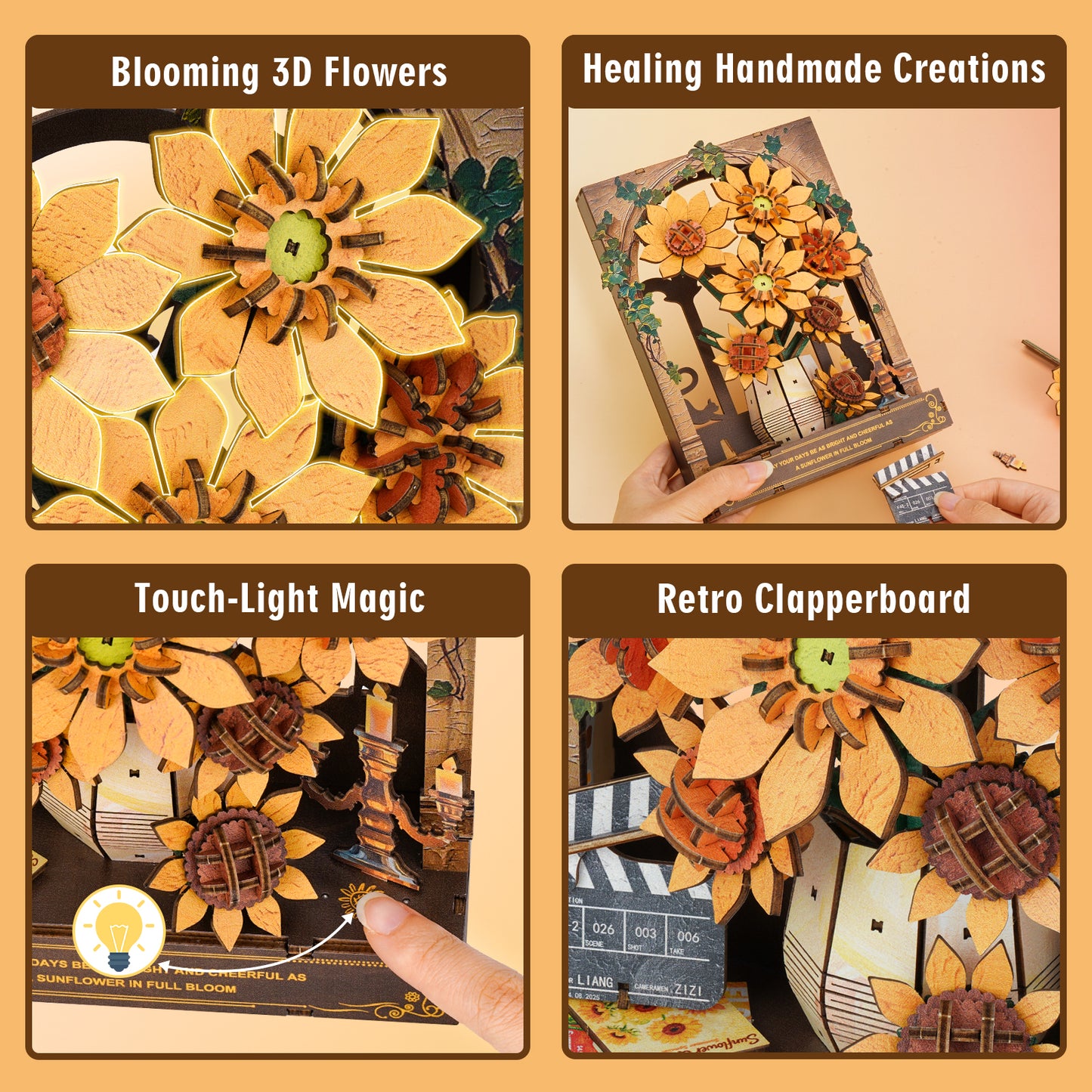 Sunflower at the Window — 3D Wooden Wall Art DIY Kit