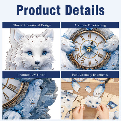 Arctic Fox – Wooden 3D Clock DIY Puzzle Kit