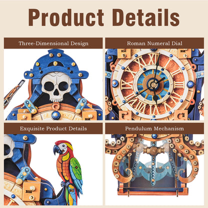 Octopus Sea Monster  – Wooden 3D Clock DIY Puzzle Kit