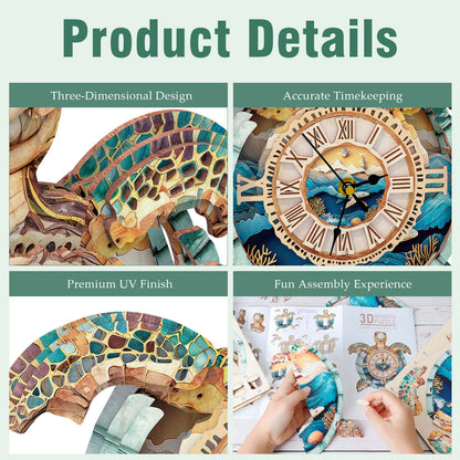 Sea turtles – Wooden 3D Clock DIY Puzzle Kit