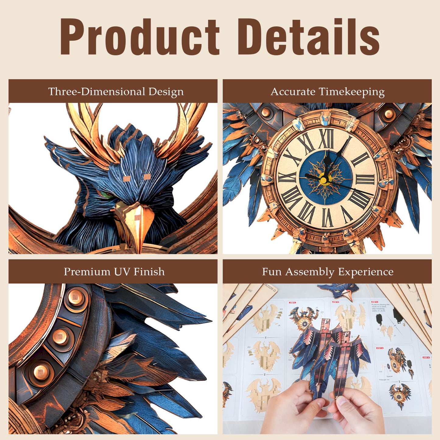 Thunderbird – Wooden 3D Clock DIY Puzzle Kit